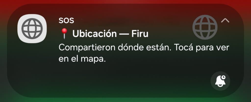 Notificación push de alerta SOSme